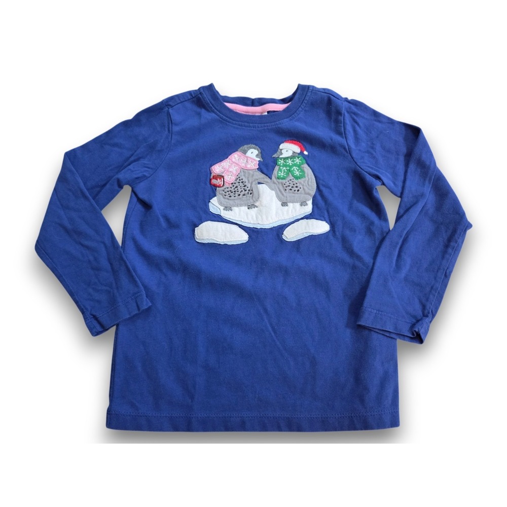 Hanna Andersson Blue Long Sleeve T Shirt Penguin Applique Graphic Kids 110 US 5